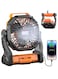 Portable Fan for Camping with LED Lantern, Operated Camp Fan with Hook, 270&deg; Pivot, 4 Speeds, USB Table Fan for Camping, Fishing Function