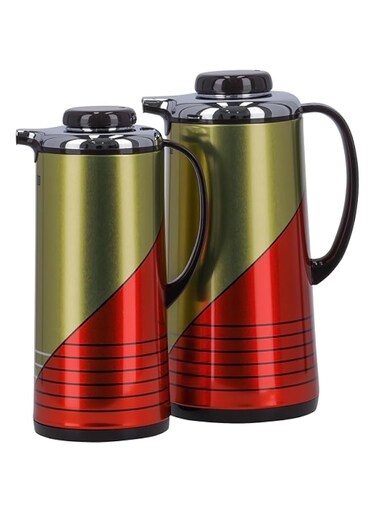 RoyalFord Vacuum Flask Set 2-Pieces, 1.3/1.9 Liters Capacity, Gold/Red