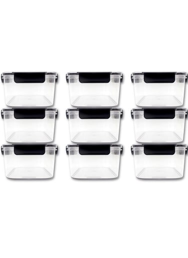 Auroware 9 Piece 2.2L (2200 ml) Set Food Storage Container Organizer Sealed Crisper Leak Proof, Diswasher safe, BPA-Free, Shatter Resistance, Phthalate-free for kitchen