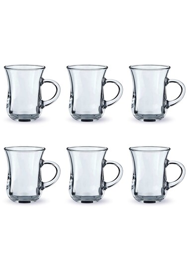 Glass Tea Mug Set &acirc;&euro;&ldquo; 155ml Coffee &amp; Tea Cups,Crystal Clear , Durable, Heat-Resistant (Set of 6)