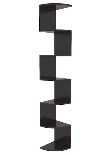 Corner Shelf Wall Mounted, 7 Tier Zigzag Wall Mounted Wood Halter Floating Shelves for Home Office Storage and Decor Display (Black)