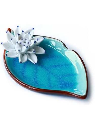 Incense Holder Ceramic Handmade Lotus Censer Stick Incense Holder Cone Incense Burner Ash Catcher Lotus Porcelain Decorative Home Fragrance Accessories Incense Stick Holder for Meditation