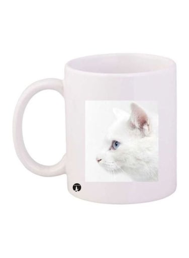 Cat Printed Coffee Mug White/Pink/Grey