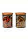 Set of 2- 600 ML Borosilicate Glass Storage Jar with Acacia Wooden Lid , Durable &amp; Stylish Kitchen Storage, Smoky Grey