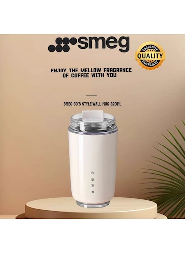 Retro Milk White 320ml Double-Walled Vacuum Stainless Steel Insulated Mug 360&Acirc;&deg; Leak-Proof Car Travel Portable Coffee Cup One-Click Direct Drinking Hot and Cold Dual-Use Four Options Available