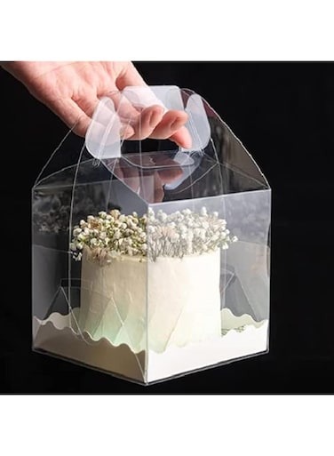 DZOZO 10Pcs Transparent Cake Box Clear Cake Gift Box Square Plastic Baking Box Cupcake Containers Display Box Carrier Cake Holder for Candy Chocolate Dessert