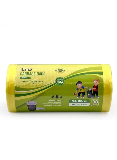 tru Lemon Scented Garbage Bags Roll 54x60cm 10Gallon 30pc