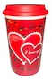 Valentine Mug with Lid 12.5cm &ndash; Romantic Heart-Themed Travel Tumbler for Hot &amp; Cold Drinks