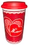 Valentine Mug with Lid 12.5cm &ndash; Romantic Heart-Themed Travel Tumbler for Hot &amp; Cold Drinks