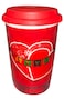 Valentine Mug with Lid 12.5cm &ndash; Romantic Heart-Themed Travel Tumbler for Hot &amp; Cold Drinks