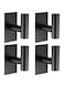 Kameety 4 Pack Adhesive Hooks Brushed SUS304 Stainless Steel Towel Hooks Heavy Duty Waterproof Wall Hooks Self Adhesive Coat Robe Towel Hooks for Bathrooms Kitchen Hotel (Black,rectangular)
