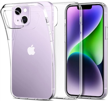 Muzz Crystal Clear Case for iPhone 14, Silicone, TPU Material, Ultra Thin, Transparent (iPhone 14)