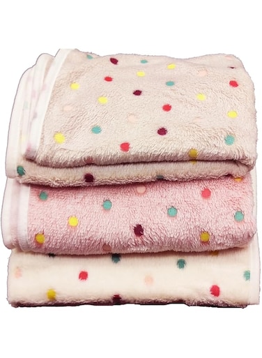 YEVTAHT 1 Pack 3 Blankets Super Soft Cute Dot Fluffy Fleece Pattern Pet Blanket Flannel Throw for Print DesignDog Puppy Cat Beige/Brown/Pink (76x52cm)