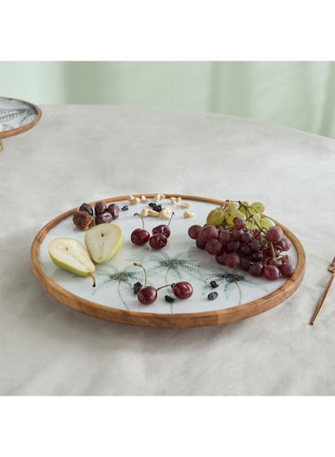Box Palm Leaf Wooden Lazy Susan - 39 cm
