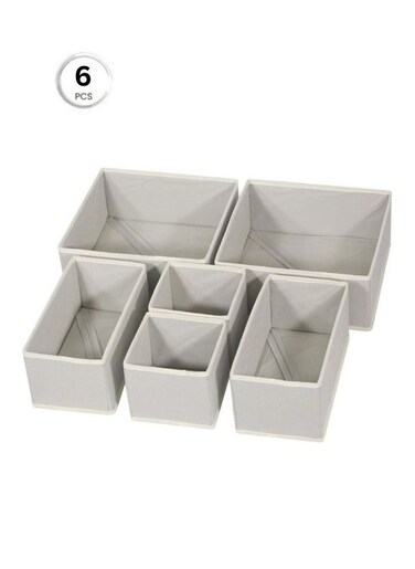 Foldable Cloth Storage Box Closet Dresser Drawer Organizer Fabric Baskets Bins Containers Divider with Drawers for Clothes, Underwear, Socks, Clothing, Set of 6