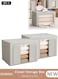 2 Pack 100 L Closet Storage Box with Metal Frame, Stackable Flodable Closet Container Organizer with Lids Handle Double &amp; Zippers, Large Capacity Wardrobe Clothes Storage Box with Clear Window for Blanket, Bedding, Clothes, Comforter