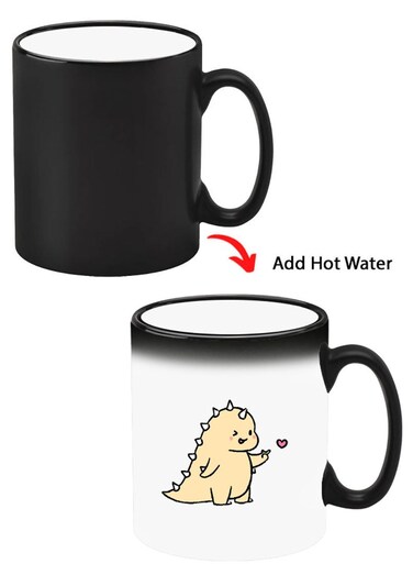 Color Changing Heat Sensitive Ceramic Mug, Image Revealed When HOT Liquid is Added! Dino love