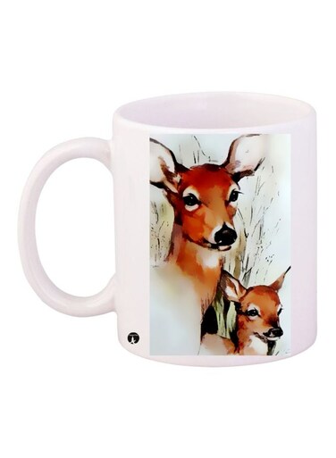Deer Printed Coffee Mug White/Brown/Black