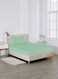 Linen Single Plain Fitted Elastic Bedsheet with 1 Pillow Case 90 x 190 Cm Mint Green