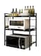 3-Tier Kitchen Microwave Oven Rack Counter Shelf Black 73.5x65x32cm