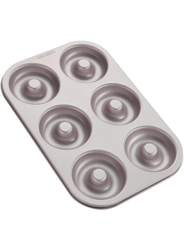 CHEFMADE Donut Mold Cake Pan, 6-Cavity Non-Stick Ring Doughnut Bakeware for Oven Baking (Champagne Gold)