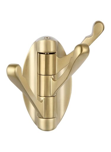 Towel Hook Brushed Gold, Metal Folding Swivel Towel Holder, Bathroom Robe Clothes Coat Hook, Home RV Organizer, Wall Mount (Brushed Gold)