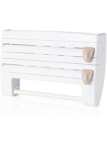 Triple Paper Stand/Dispenser with Cutter for Foil, Tissue and Nylon, White, SSZ287