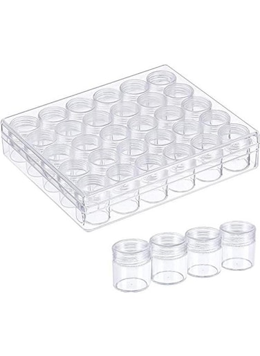 Transparent Plastic Bead Storage Set: 30 Jars for Diamond Painting, Nails &amp; Small Items (1.15 x 1)