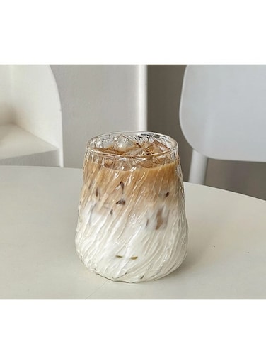 Retro Clear Glass Cups,Transparent Coffee Cup for Water,Juice, Tea, Beverage, Milk 6.8x6.8x10.5 cm