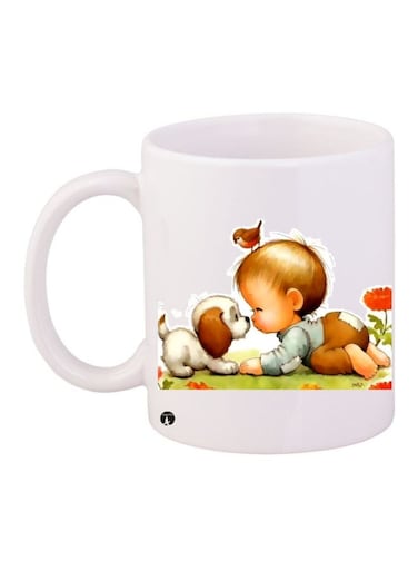 Printed Coffee Mug White/Brown/Beige