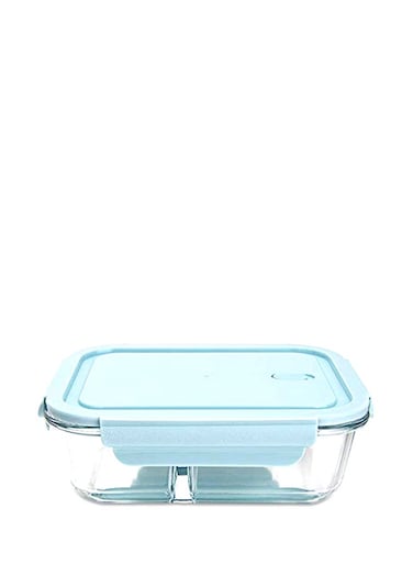 Three Compartment Lunch Box Blue/Clear 21x16x6centimeter