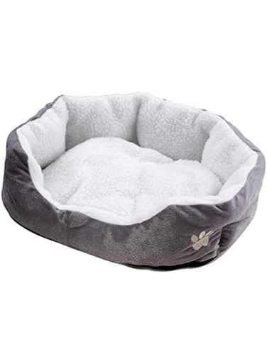 Pet Dog Beds Mats Dog House Puppy Cat Nest Candy Color Cashmere Sofa Kennel Pet Accessories - Grey