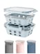 Set of 2 Glass Food Storage Containers with Airtight Lids and Silicone Protection, Leakproof Food Organizer, Freezer, Dishwasher, Microwave Safe, Kitchen Organizer for Food (640ml, Ice Blue)