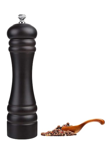 Black Pepper Mill Salt Grinder Refillable, Wood Refillable Stainless Steel Mechanism Adjustable Coarseness, Adjustable Coarseness Ceramic Grinding Mechanism for Home, Kitchen, Barbecue, Party