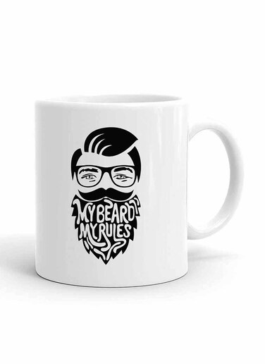 Your Wall My Beard My Rules Typography Printed Ceramic Coffee Mug 325ml, Perfect Gifting by Spoil Your Wall