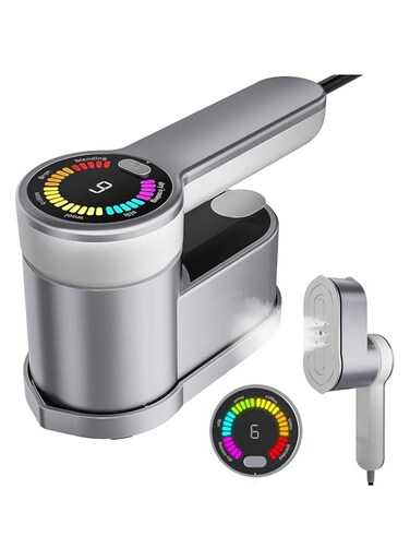 VAODO 2-in-1 Handheld Steamer Iron, Travel Steamer for Clothes, 6-Modes Portable Ironing Machine, Digital Display Screen Mini Steamer Iron, for Home Travel Hotel Office, Gray