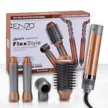 Enzo EN-4131 Professional Hair Dryer With Ionic Technology - 2200W High-Power Blow Dryer, Adjustable Heat &amp; Speed Settings, Cool Shot Button, And Concentrator Nozzle - Intl Version