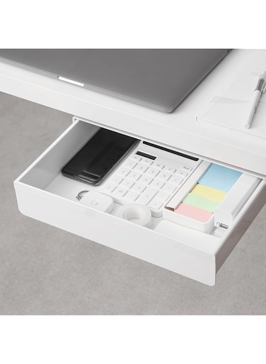 AirTaxiing Under Desk Drawer -Large Under Table Hidden Drawer Desk Accessories &amp; Workspace Organizers Desktop Storage Pencil Slide Out Pull Out Organizer , white