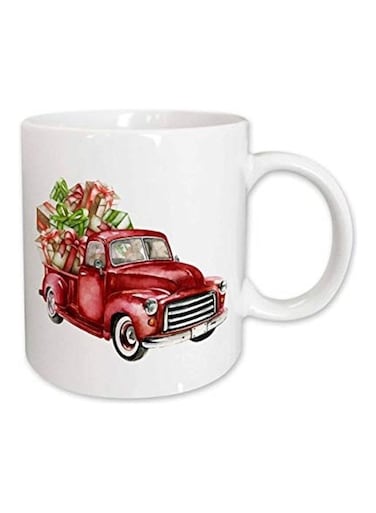 Christmas Truck Full of Present Illustration Mug White