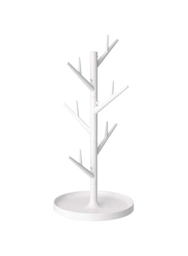 YAMAZAKI home Branch Glass Stand-Tree Holder Cup Organizer, 13.40 x 6.30 x 6.30 inches, White