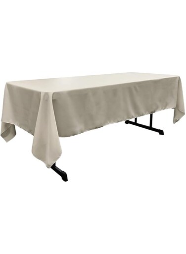 LA Linen Polyester Poplin Washable Rectangular Tablecloth, Stain and Wrinkle Resistant Table Cover 60x102, Fabric Table Cloth for Dinning, Kitchen, Party, Holiday 60 by 102-Inch, Gray Light