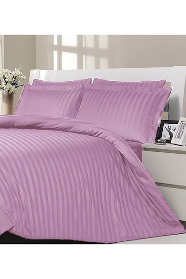 3-Piece Pink Cotton Bed Sheet Set &acirc;&euro;&ldquo; Ultra Soft Flat Sheet &amp; Pillowcases with Striped Design, Breathable &amp; Comfortable for Home or Hotel (Single/Double)