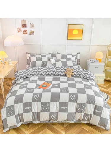 4Piece Bed Sheet Set Polyester Soft Quilt Cover With 1Quilt Cover 200*230cm 1 Flat Sheet and 2 Pillowcases