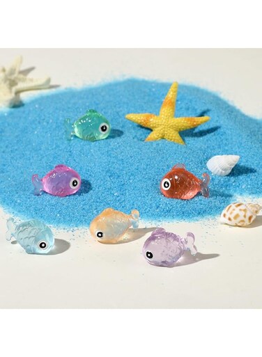 Barydat 48 Pcs Fake Glow in The Dark Fish Mini Resin Fish Figurines Aquarium Fishes Tiny Fish Ornament Decorations for Aquarium Fish Tank