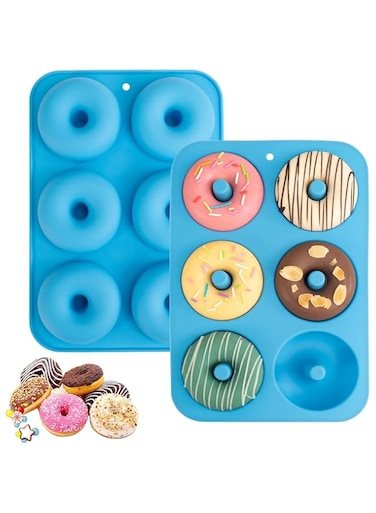 Silicone Donut Moulds for 6 Doughnuts, 2Pcs Food Grade Silicone Bagels Baking Pan, Non-Stick, Dishwasher Safe, Heat Resistant and Microwave Safe