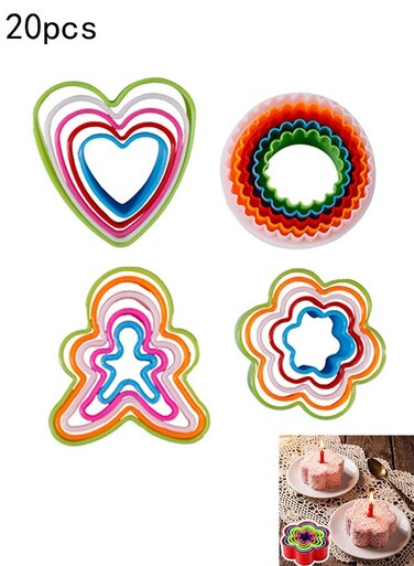20 Piece Plastic Cookie Cutter Set,Essential For Kitchen Baking(Random Color&iuml;&frac14;&permil;