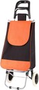 Foldable Rolling Grocery Cart - Portable Trolley for Shopping, Picnic &amp; Storage - Lightweight Collapsible Shopping Cart (Orange)