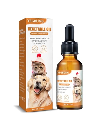 Natural Organic Calming Drops Pet Stress Relief Blend Essential Oil for Dogs Cats Anxiety-Free Experience Skin Health Plastic(Bottle)