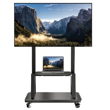 Mobile TV Trolley with Mount For 32-70 Inch LED LCD Oled Flat Curved Screen Floor TV Cart Portable Rolling TV Monitor Shelf with Heavy Duty Base Max VESA 600x400MM