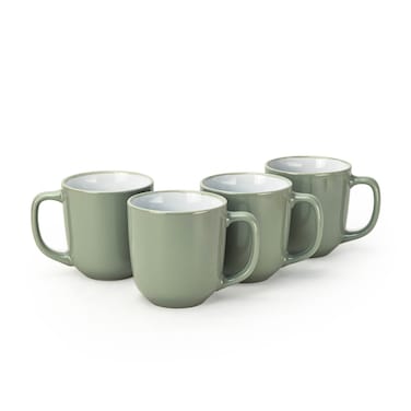 Art Stoneware IVY 4PCS Mug Set   420 ML Olive Green Coffee Mug Set   Durable Coffee Cup Set for Home &amp; Office   Cups for Cappuccino, Latte, Tea &amp; Cocoa Restaurant Coffee Mugs